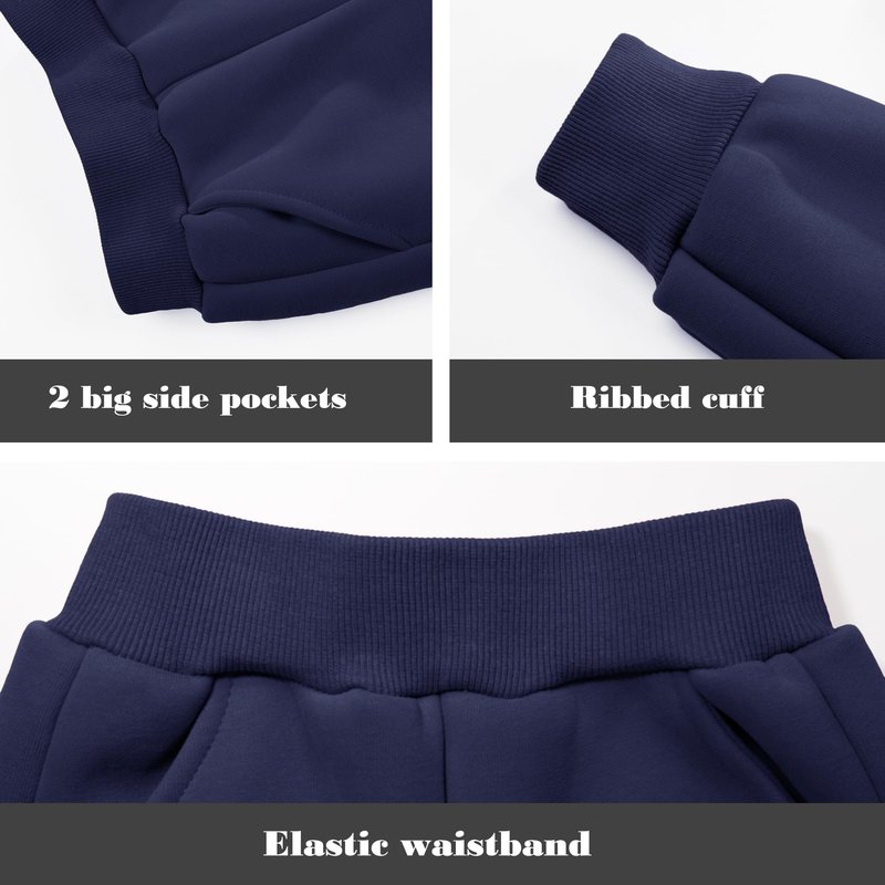 BIG ELEPHANT Boys Girls Fleece Lined Sweatpants, Winter Warm Soft Cotton Elastic Waist Kids Jogger Pants with Pockets
