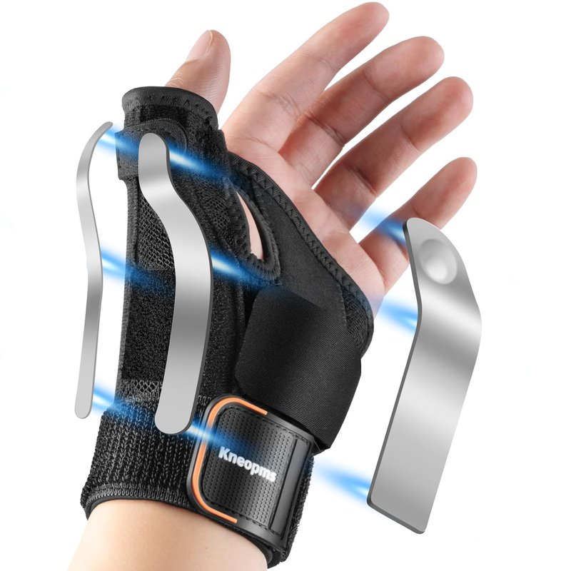 Kneopms New Fabric-Enhanced Thumb Brace with Splints, Wrist & Palm Stabilizer, 3 Adjustable Straps, Pain Relief for Carpal Tunnel, Arthritis & Tendonitis, Breathable Support (M,Left)