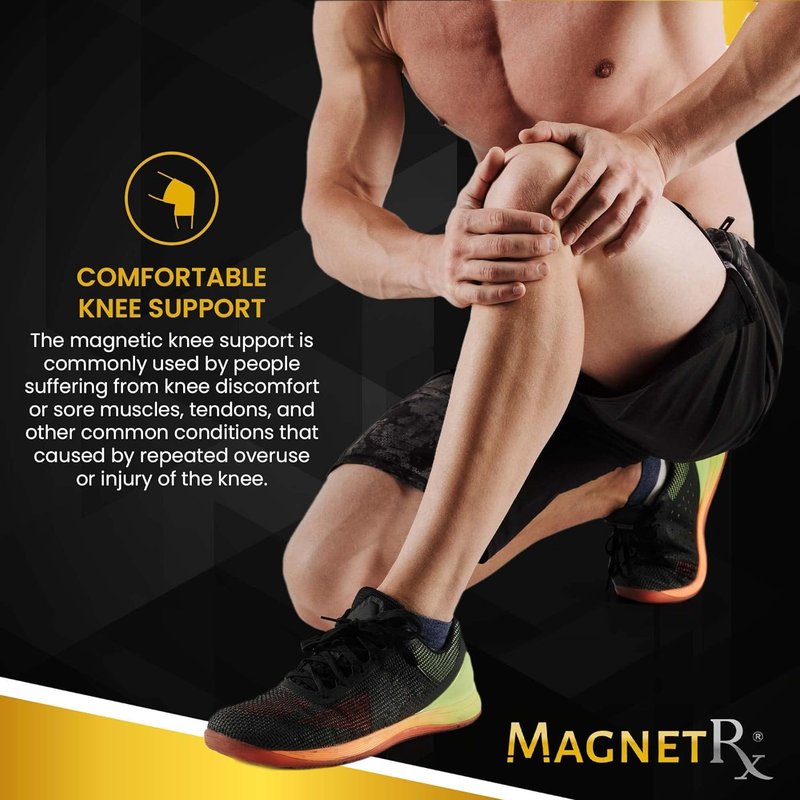 MagnetRX® Magnetic Knee Sleeve – (2-Pack) Effective Compression Knee Brace with Magnets for Knee Comfort & Recovery – Magnetic Knee Brace Support (Large)