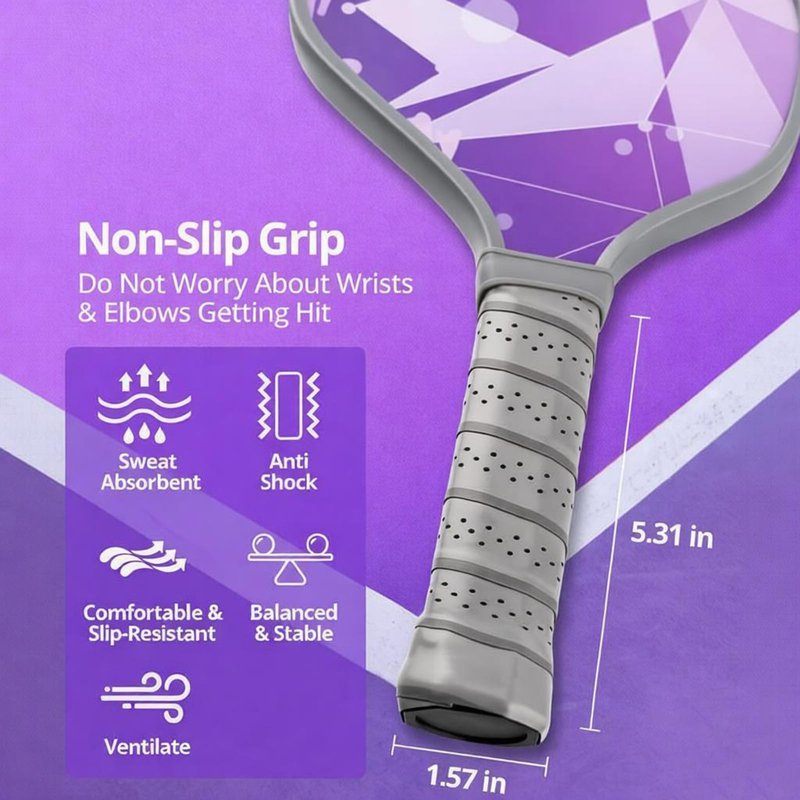Pickleball Paddles, T700 Raw Carbon Fiber Pickleball Paddles with 16mm Power Polypropylene Honeycomb Core, Increased Power for Ultimate Spin Control & Consistency, USAPA Standard (Purple)