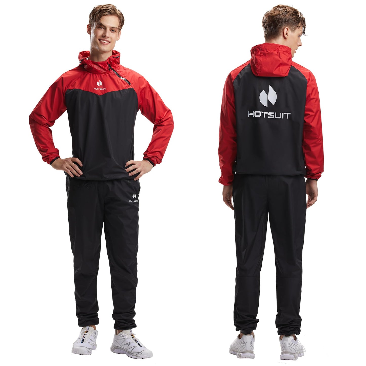 HOTSUIT Sauna Suit for Men & Women Sweat Suit Sauna Jacket Pant Gym Workout 7 Colors, Red, XXL