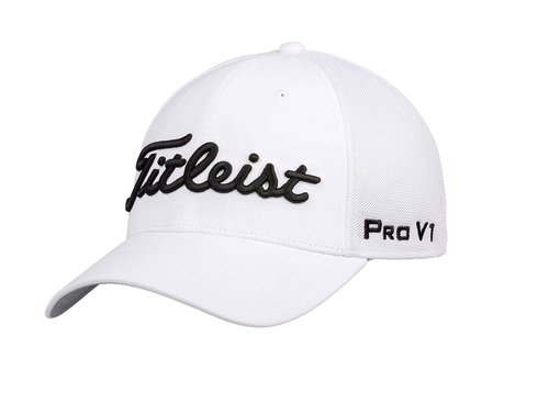 Titleist Men's Tour Sports Mesh Golf Hat, White/Black S/M