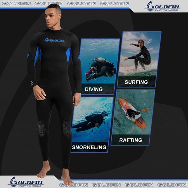 GoldFin Wetsuit for Men, Mens 3mm Wetsuits Fullbody Back Zip Keep Warm in Cold Water