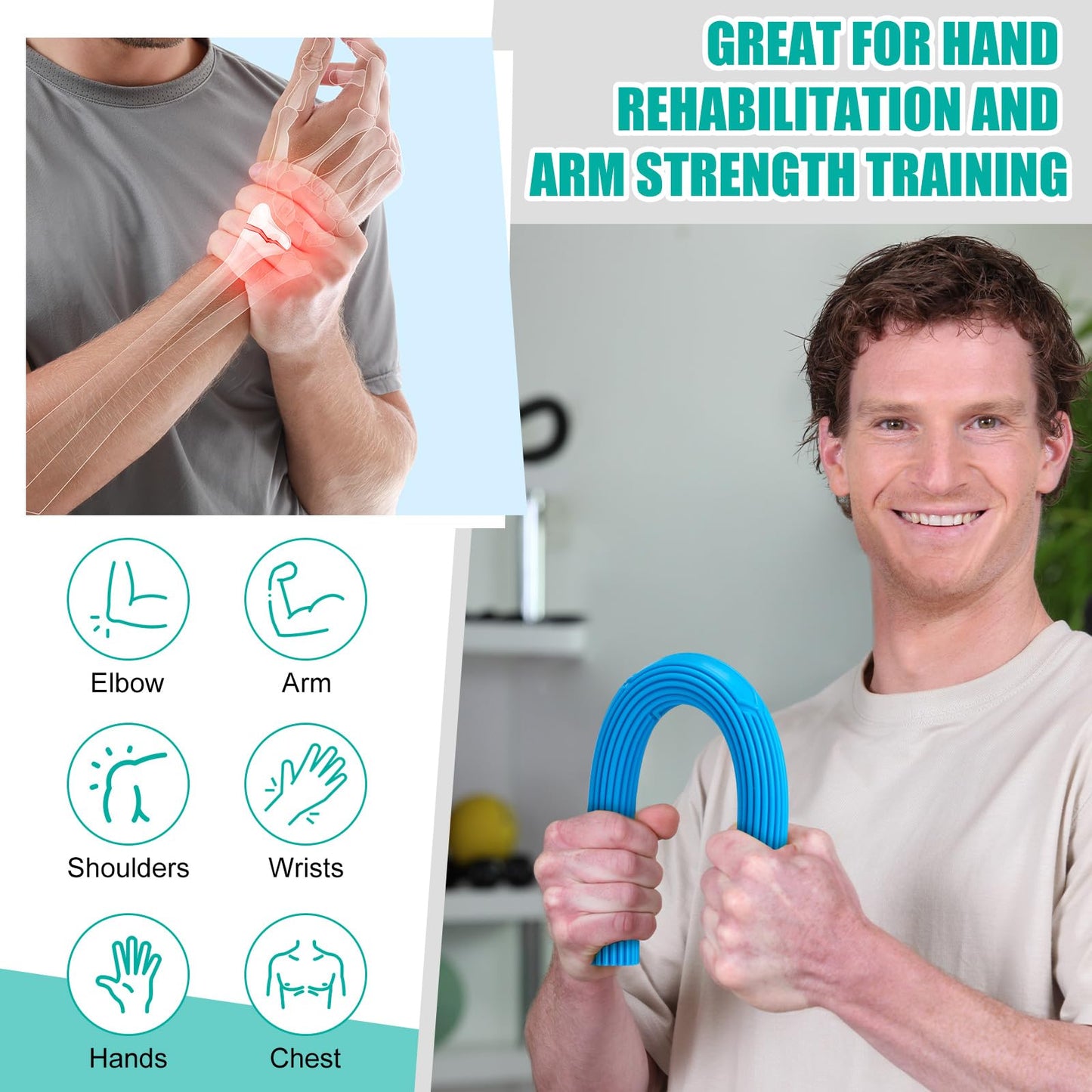 Silipull 3 Pcs Twist Hand Exerciser Bars With 3 Hand Exercise Balls Fitness Resistance Bars for Physical Therapy Flexible Elbow Stress Balls Relieve Tendonitis Pain and Improve Grip Strength