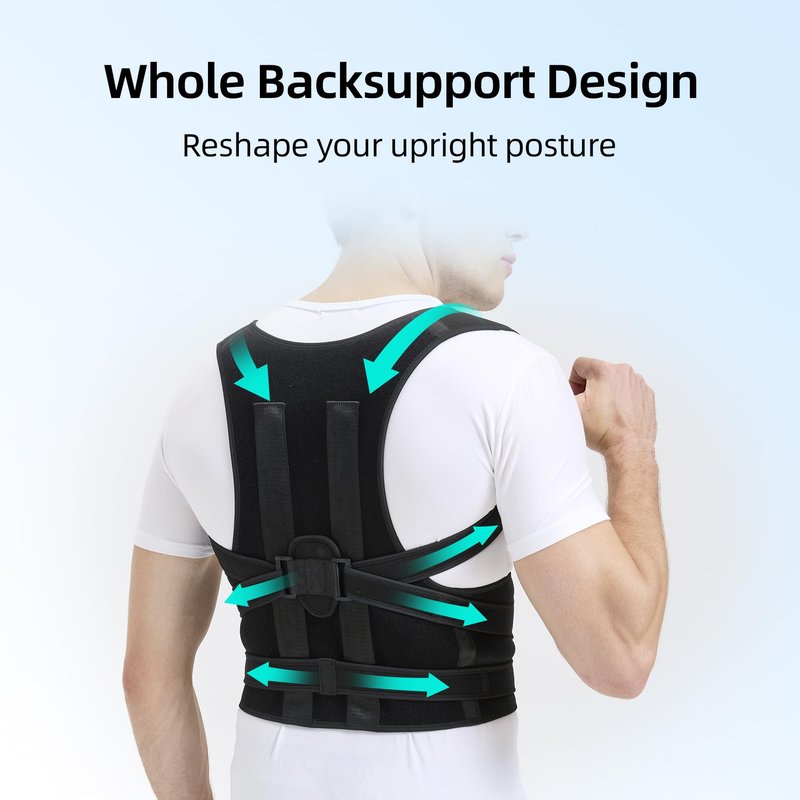 BAREKE Posture Corrector for Women and Men, Back Straightener Posture Brace for Pain Relief, Back Belt Support with Adjustable Shoulder Straps and Height for Scoliosis Hunchback