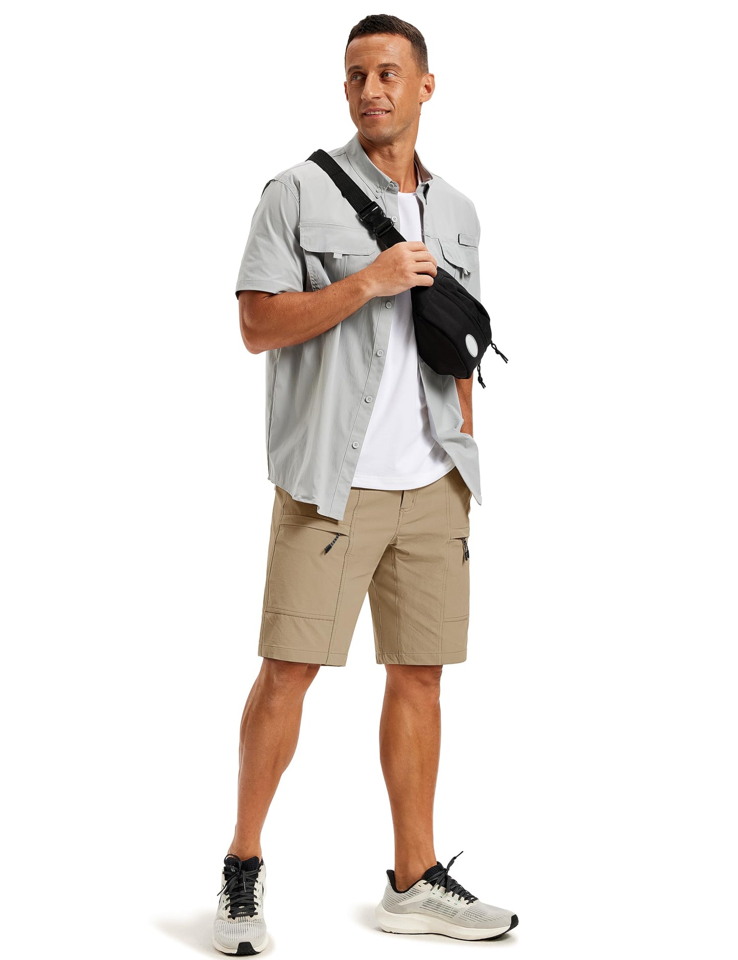TACVASEN Men's Hiking Shorts 10" Quick Dry Lightweight Breathable Dress Outdoor Work Fishing Summer Shorts with 5 Pockets Khaki 36