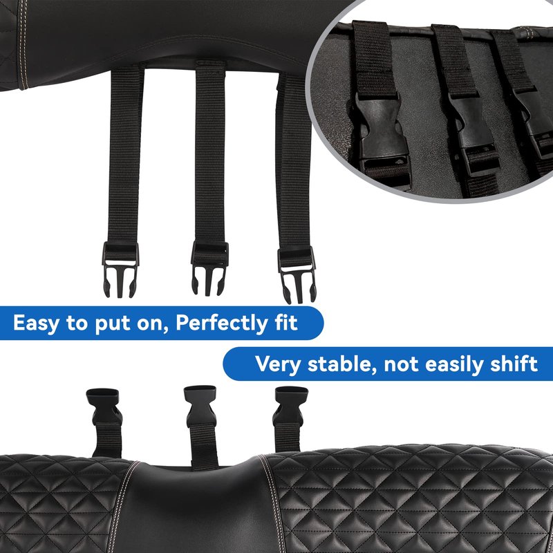 XUANYUDG0769 Golf Cart Front Seat Covers for Club Car Precedent Onward Tempo OEM Ordinary Seat Cushion, Vinyl Leather Made Adjustable Straps and Retractable Buckle/No Stapler Required - Black