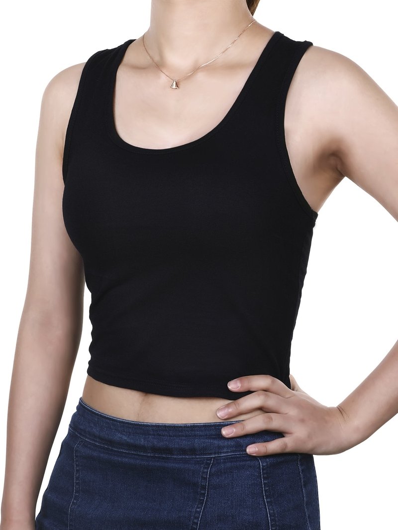 3 Pieces Crop Tops for Women, Workout Tops Basic Cropped Tank Tops Sleeveless Racerback Sports Gym Crop Tank for Teen Girls (,) Black