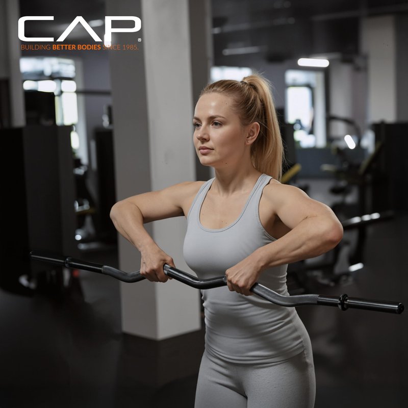 CAP Barbell 47-Inch Standard Solid E-Z Curl Bar, Chrome (RB-47), 46.53" L x 2" W X 1.34" H