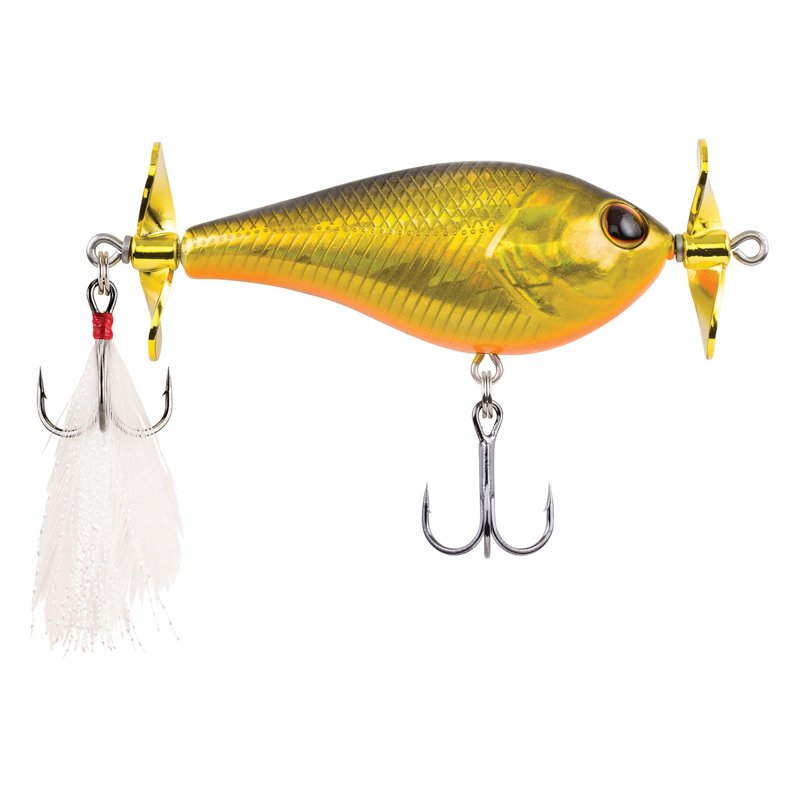 Berkley Spin Bomb Topwater Fishing Lure, Black Chrome, 2/5 oz, | 60mm, Spins at Slower Speeds with Maximum Spray, Equipped with Sharp Fusion19 Hook
