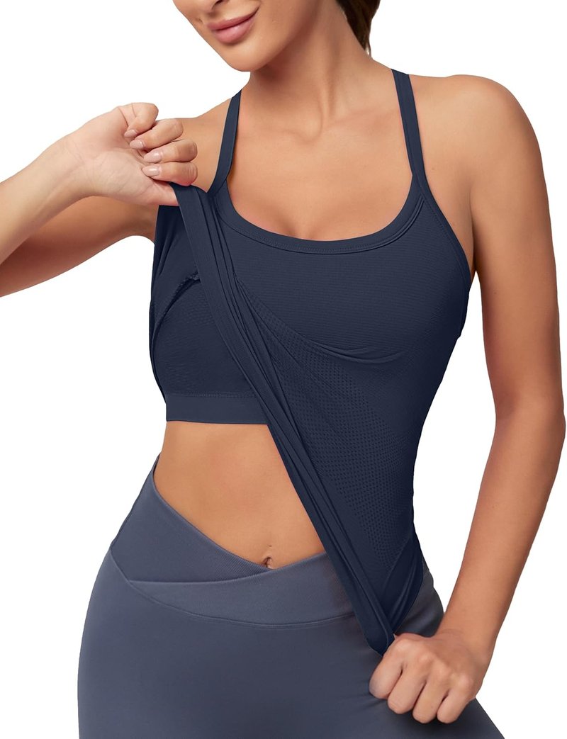Workout Tank Tops for Women - Built-In Bra, Sleeveless Racerback Yoga Shirts | Comfortable Athletic Wear