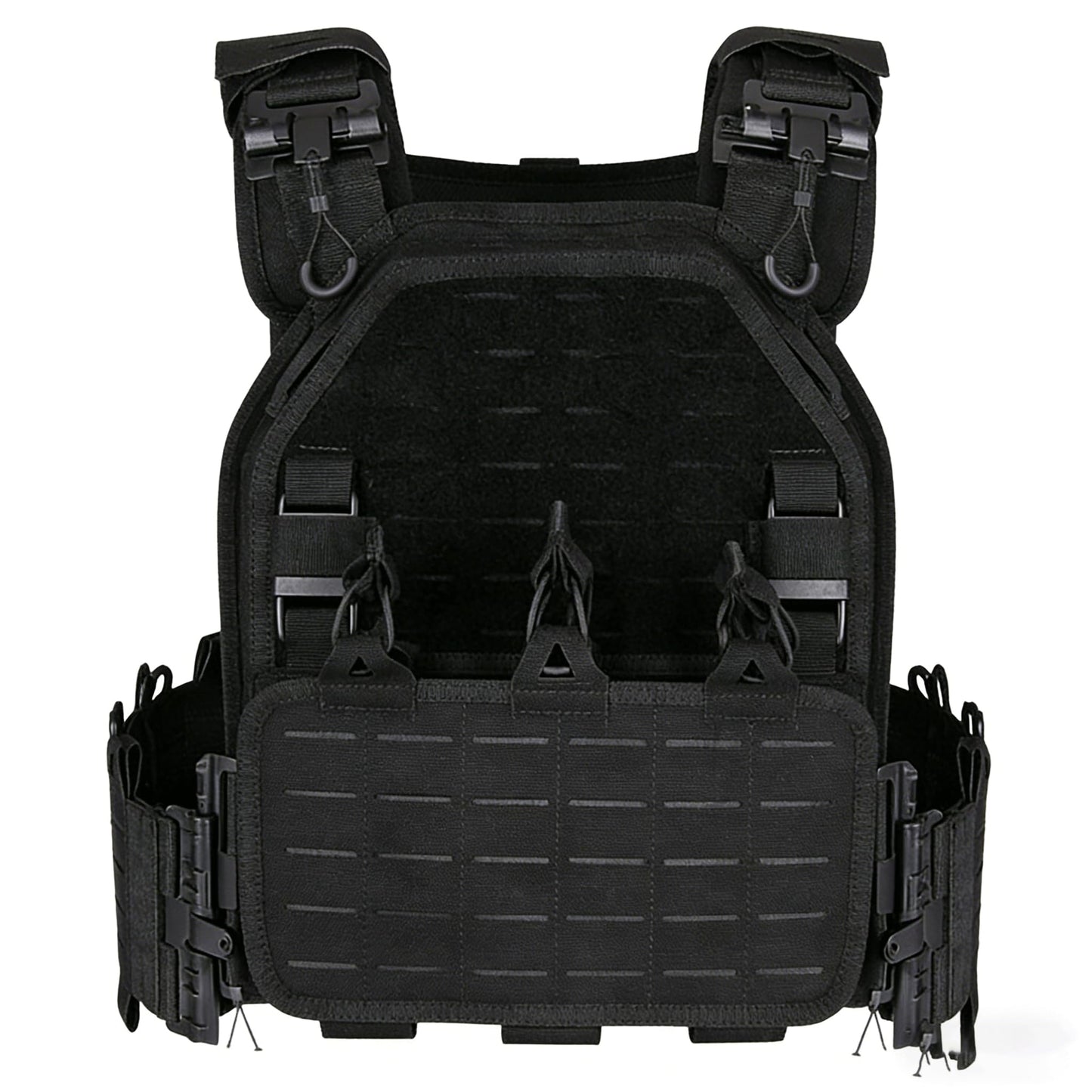 YAKEDA Tactical Outdoor Vest for Men /1000D Nylon Quick Release Laser-Cutting Modular Lightweight Vest (Black2.0)