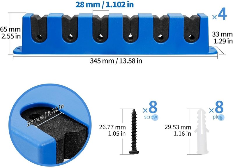 Horizontal Fishing Rod Holder - Wall-Mounted Storage Rack for 12 Rods | EVA Grip, Garage Organization Solution