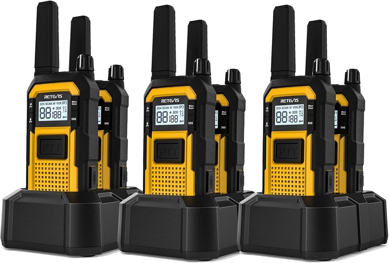 Retevis RB48 Long Range Walkie Talkies - IP67 Waterproof, Heavy Duty | 2000mAh Battery, 6 Pack for Job Sites