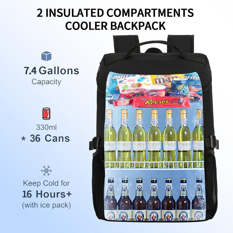 Kalesi Cooler Backpack 36 Cans Lightweight Insulated Leak-Proof Travel Camping Lunch Cooler for Men and Women (B-Floral-Cool)