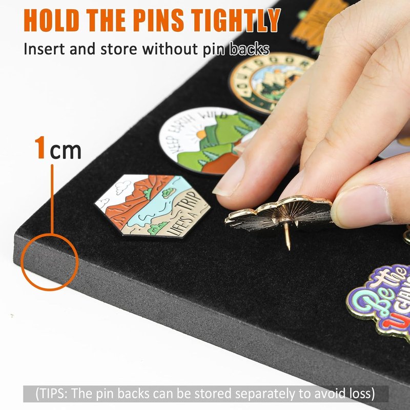 Enamel Pin Display Frame - 7x9 Shadow Box for Wall & Tabletop | Brooch Holder in Black