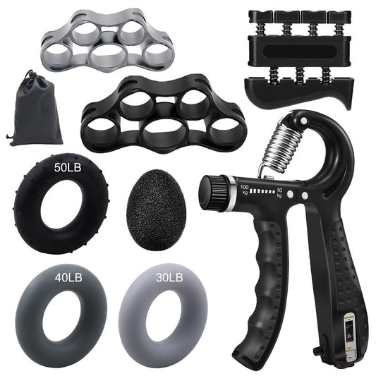 Grip Strength Trainer Forearm Strengthener Kit 8 Pack, Adjustable Hand Gripper Strengthener 10-100KG, Finger Strengthener Exerciser, Grip Ring and Hand Exercise Stress Balls for Arthritis Hand Therapy