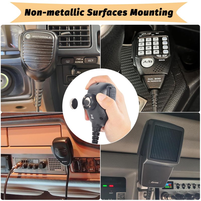 TWAYRDIO Magnetic Mic Holder, Mobile Radio Microphone Magnet Mount, CB Mic Hanger, Mounting Solutions for Car Truck Dash Board, Compatible with Motorola Kenwood Mics