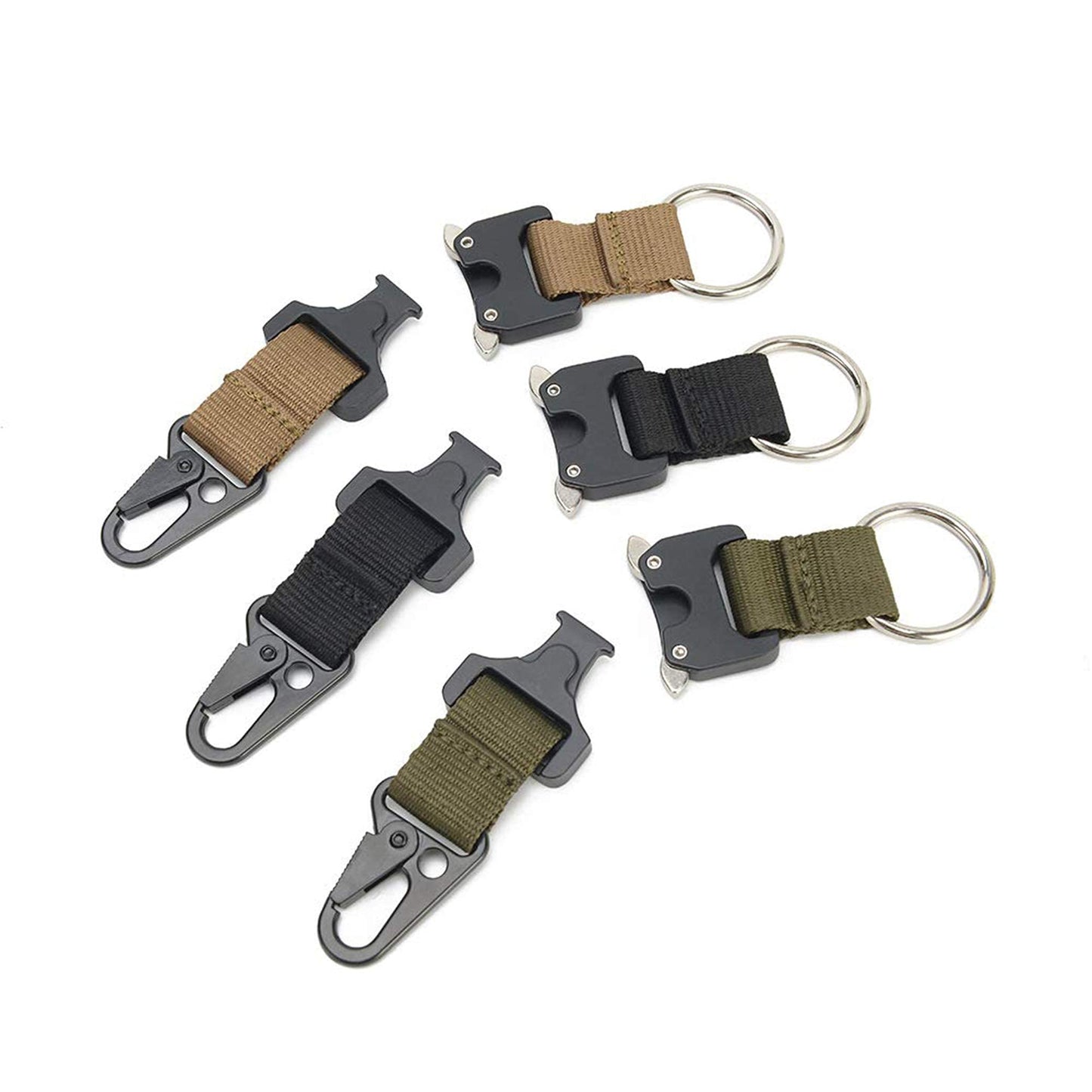 Tactical Key Chains for Mens, EDC Gear Clips Large Military Quick Release Keychain Key Clip for Belt with HK Clip and Stainless Steel Rings Nylon Webbing Rigger Work Carry Tool Molle Accessories