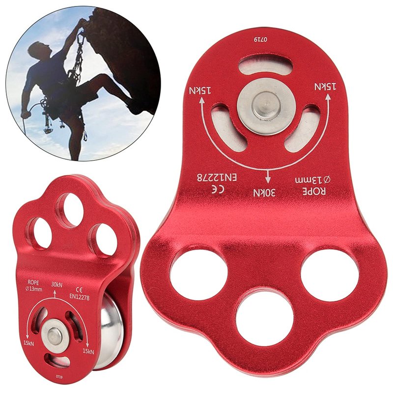 Keenso Climbing Pulley, High Strength Outdoor Tool, Three Hole Single Pulley for Mountaineering, Rock Climbing, and Home Use