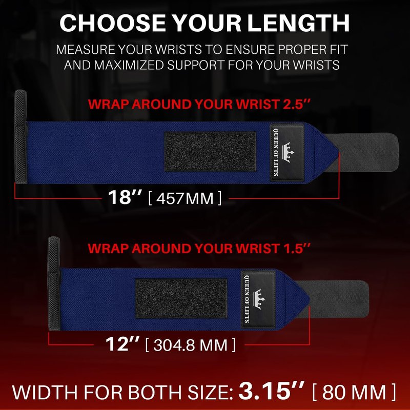 TECEUM Weightlifting Wrist Wraps - Heavy Duty 18" & 12" Thumb Loop Braces for Powerlifting & Strength Training