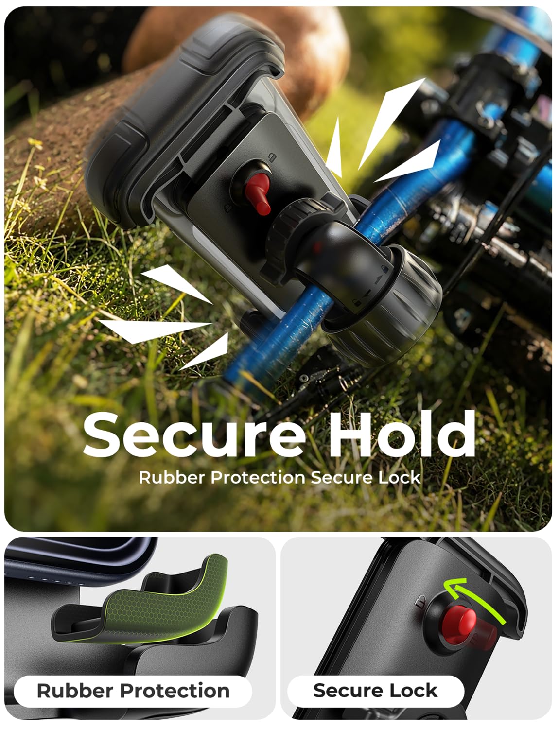 LISEN Bike Phone Holder, [Super Easy Install] Motorcycle Phone Mount Ebike Accessories Bicycle Handlebar Holder Mount Gifts for Adults Kids Men Mountain Mini Bike Scooter Gear Accessories, Black