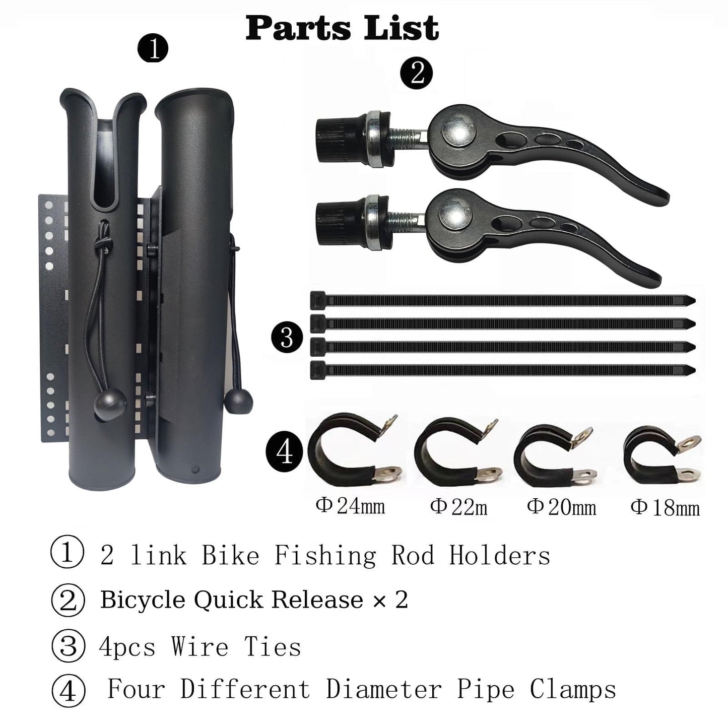 Bike Fishing Rod Holder,Bike Fishing Rod Rack and Carrier，Rod Rack for Bicycle，Easy to Install,Perfect Fishing Gift
