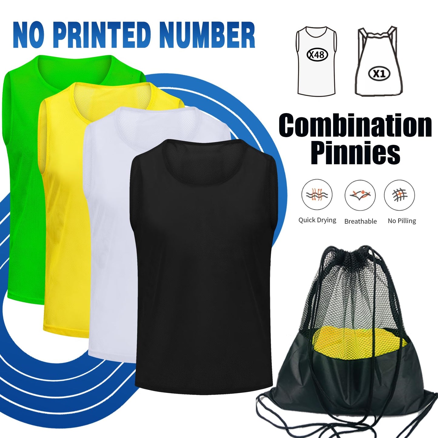Antoyo Soccer Pinnies Youth with Numbers Scrimmage Team Pinnies Practice Vests Pinnies Jerseys for Basketball Soccer Football Bibs for Youth Adult