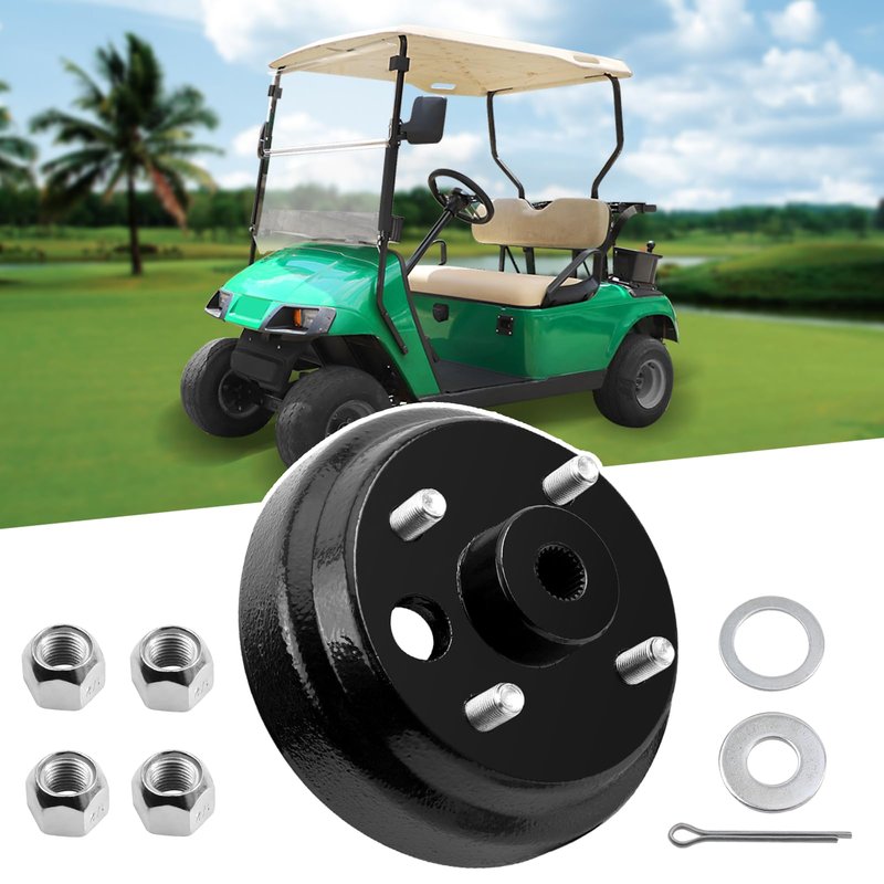 Roykaw Golf Cart Brake Drum Hub Assembly for EZGO TXT 1982-up 2 Cycle G&E Golf Carts, Heavy Duty Split Brake Drum Hub, Low Noise & Heat Resistance, OEM# 19186-G1P, 17082-G2, 17298-G1