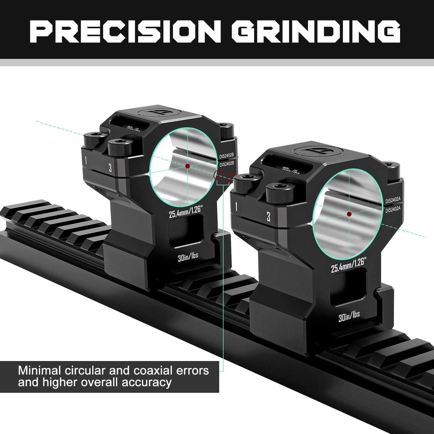 DISCOVERYOPT 7075 Series Aluminum Scope Rings - Medium Profile 35mm Scope Mount for Picatinny Rail