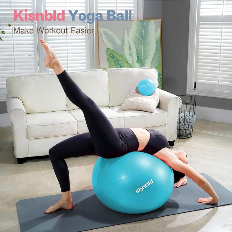 Exercise Ball - Extra Thick Anti-Burst Yoga Ball for Stability | 4 Sizes Available - Ideal for Home, Office & Gym Workouts