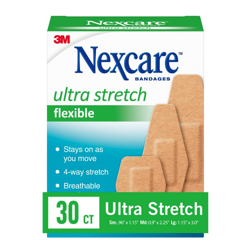 Nexcare Comfort Flexible Fabric Bandage, Latex Free, Assorted Sizes, 30 ct Packages (Pack of 4)