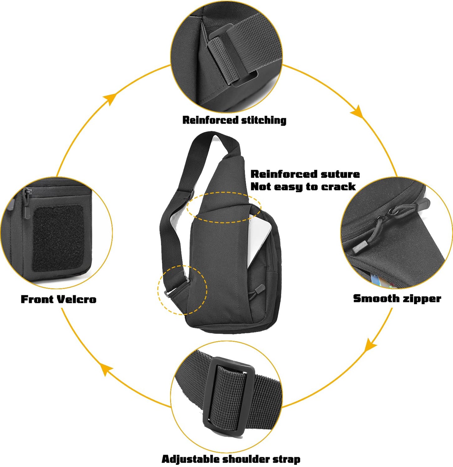 WCALULEG Concealed Carry Crossbody Gun Bag for Men, Ccw Sling Bag Tactical Shoulder Chest Pack Range Bags for Handguns (Grey)