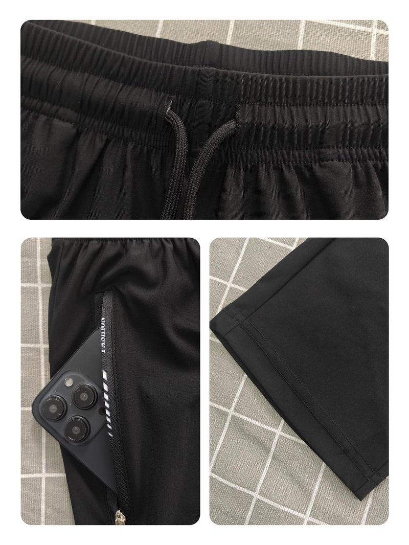 Hidkat Women's Sports Jogging Pants with Zipper Pocket Women's Hiking Fitness Tracking Workout Pants Black