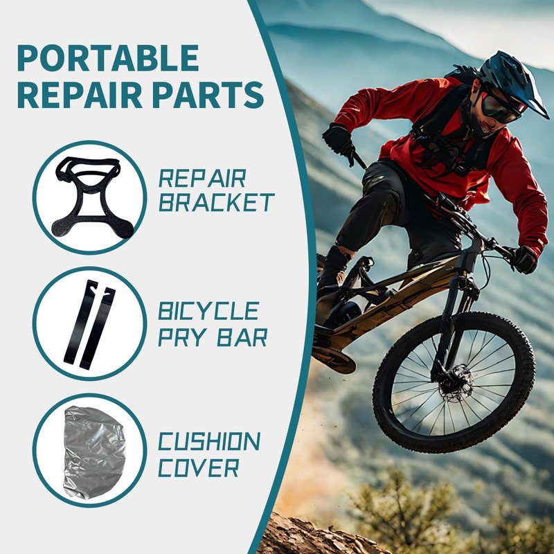 MOOYIYAN Portable Repair Stand,For Bicycles,eBikes,Compatible w All Electric Bikeswith Maintenance Bracket,Pry Bar,Cushion Cover, Black,Carrying Case,Absorbent Cloth,Waterproof Seat Cover