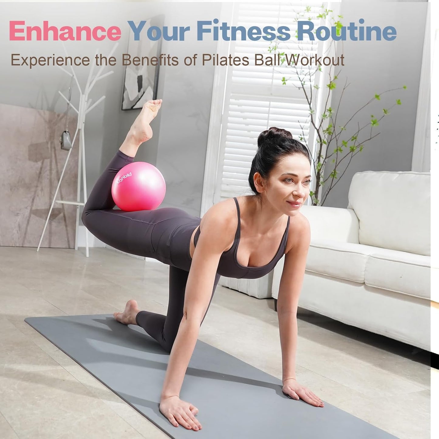 Mini Pilates Ball - 9 Inch Anti-Burst & Slip-Resistant Exercise Ball for Stability, Fitness, and Core Strength Workouts