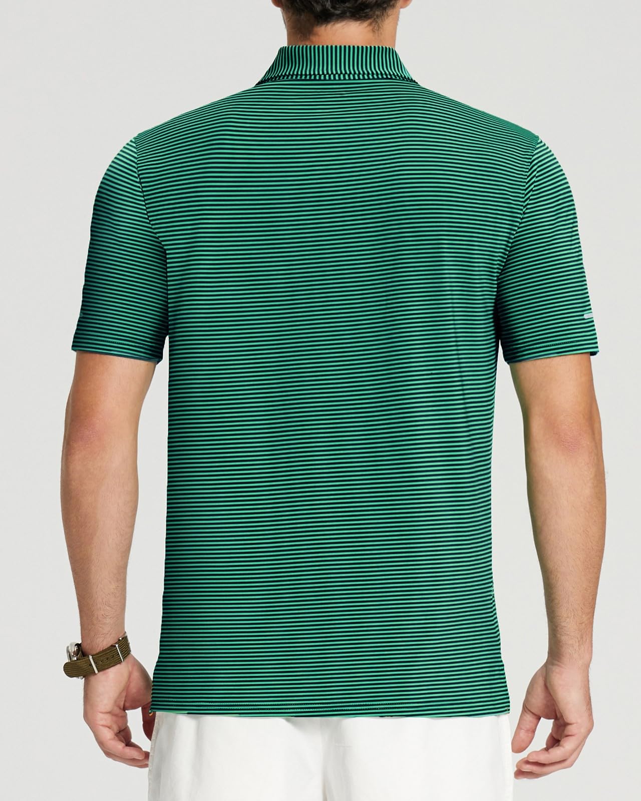YAMXDM Golf Shirts for Men Moisture Wicking Short Sleeve Performance Sport Casual Striped Collared Mens Polo Shirt Green XL
