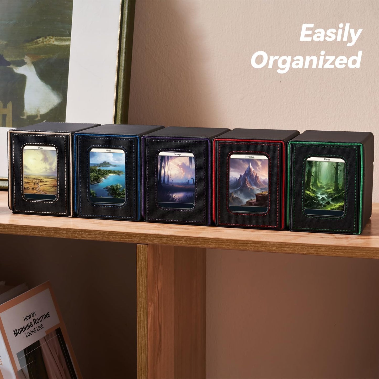 Mage Tech MTG Commander Card Deck Box - Patented Design, Holds 100 Double-Sleeved Cards | Blue/Yellow