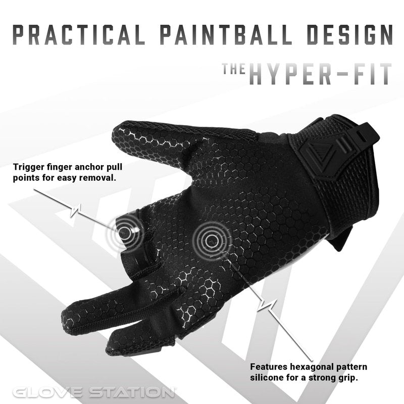 Glove Station Hyper-Fit & Work Gloves - Gray, Large - 2 Fingerless Design Paintball & Airsoft Gear for Men with Outstanding Grip for, Hunting, & Work