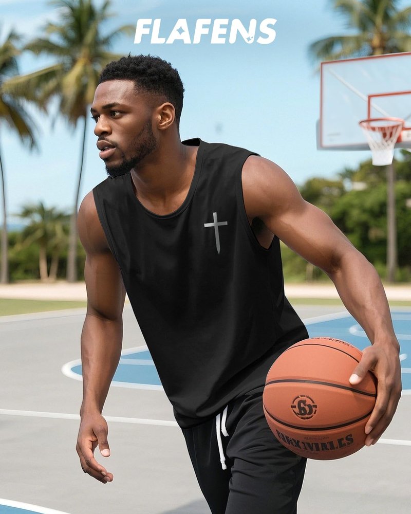 Flafens Tank Tops Men - Sleeveless Shirts for Men Graphic Cotton Mens Tank Tops Summer Tanktop Casual Loose Fit Tanktop Christain Mens Sleeveless Tee Shirts for Workout Running Sports, L, Faith