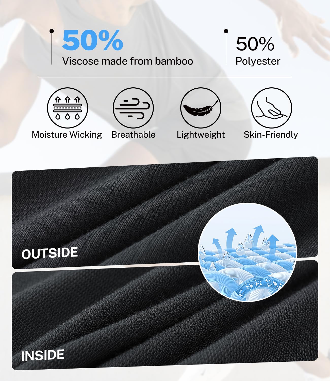 BAMBOO COOL Men's Athletic Shorts Dry Loose-Fit Running Workout Gym Shorts Breathable Lightweight Activewear with Pockets