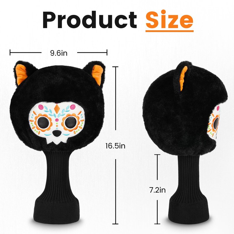 Craftsman Golf Club Cover Sugar Skull Cat Driver Headcover Golf Head Cover for Driver Day of The Dead Golf Club Head Cover Golf Gift