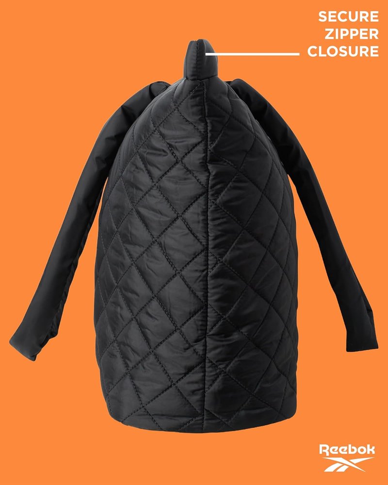 Reebok Women's Quilted Puffer Tote Bag - Lightweight Travel & Work Carry-On | Versatile Everyday Use
