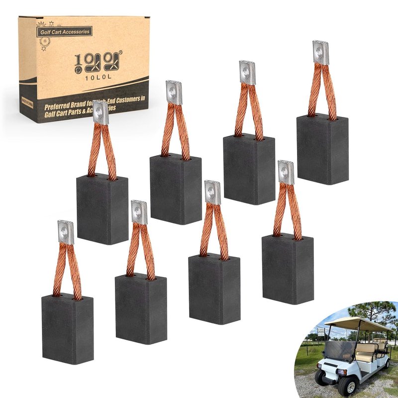 10L0L Golf Cart Starter Brush Kit Motor Brushes Set 3.7HP Fits Club Car DS L6 L8 8-Passenger, Replaces OEM# 102938601