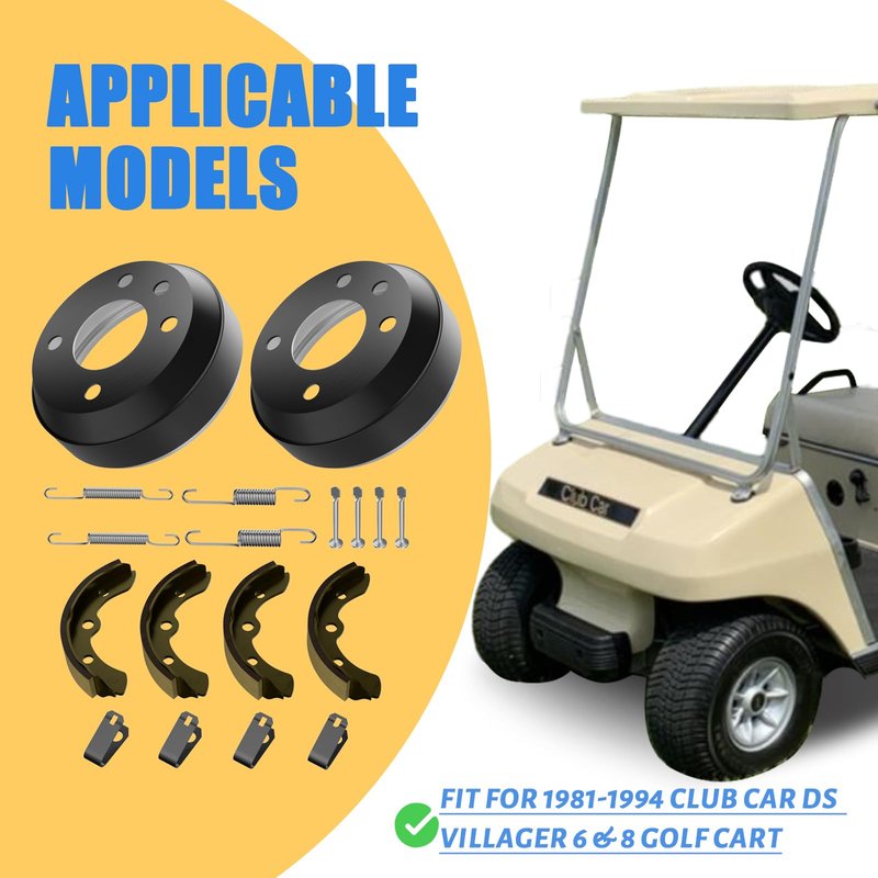 CartClan Golf Cart Brake Drums/Hub & Brake Shoes Spring Kit Suitable for Golf Cart Club Car DS 1981-1994, Replacement Part OEM#: 1011137, 101816301, 101146302