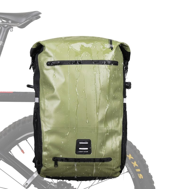 Kinpit Bike Pannier Bag Multifunctional Bicycle Bag Cycling Bicycle Rear Seat Bag Backpack Bike Trunk Bag Saddle Bag Backseat Pack Bag with Helmet Cover (Dark Green)