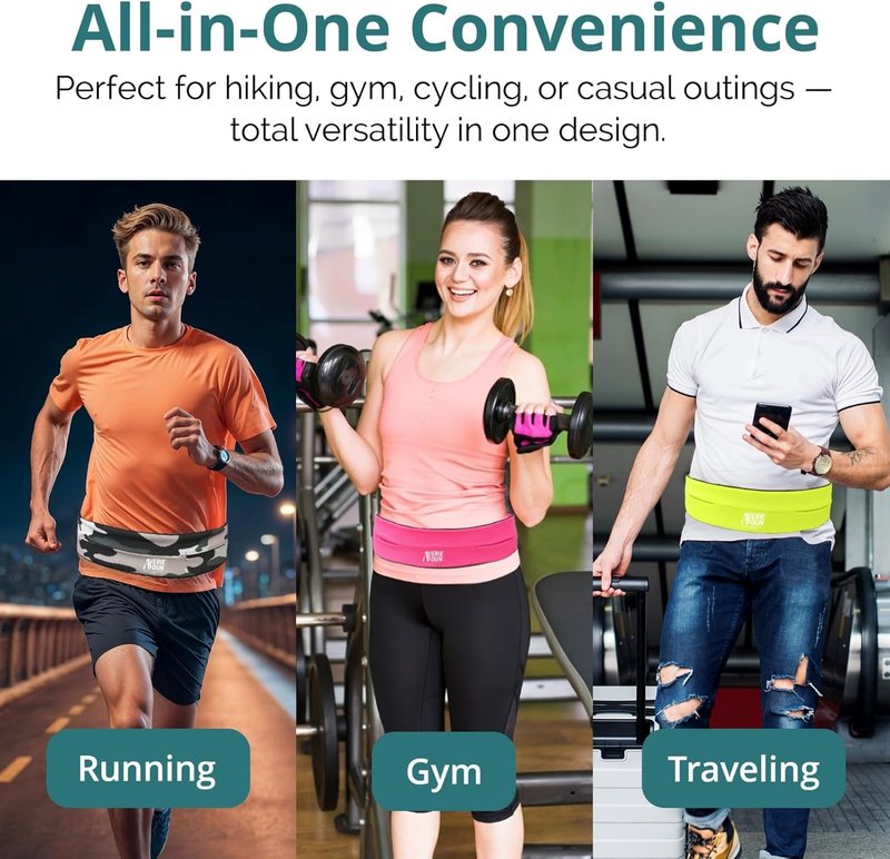 Lightweight Running Waist Belt - Anti-Slip, Sweat-Resistant Design | Fluorescent Yellow, Large - Perfect for Phone, Keys, Cards & Cash