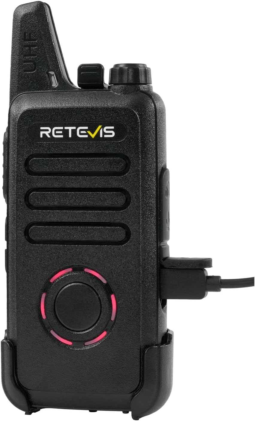 Retevis RT22S Rechargeable Long Range Walkie Talkies - 2 Way Radios with Earpiece & Mic Set | 6 Pack with Multi Gang Charger