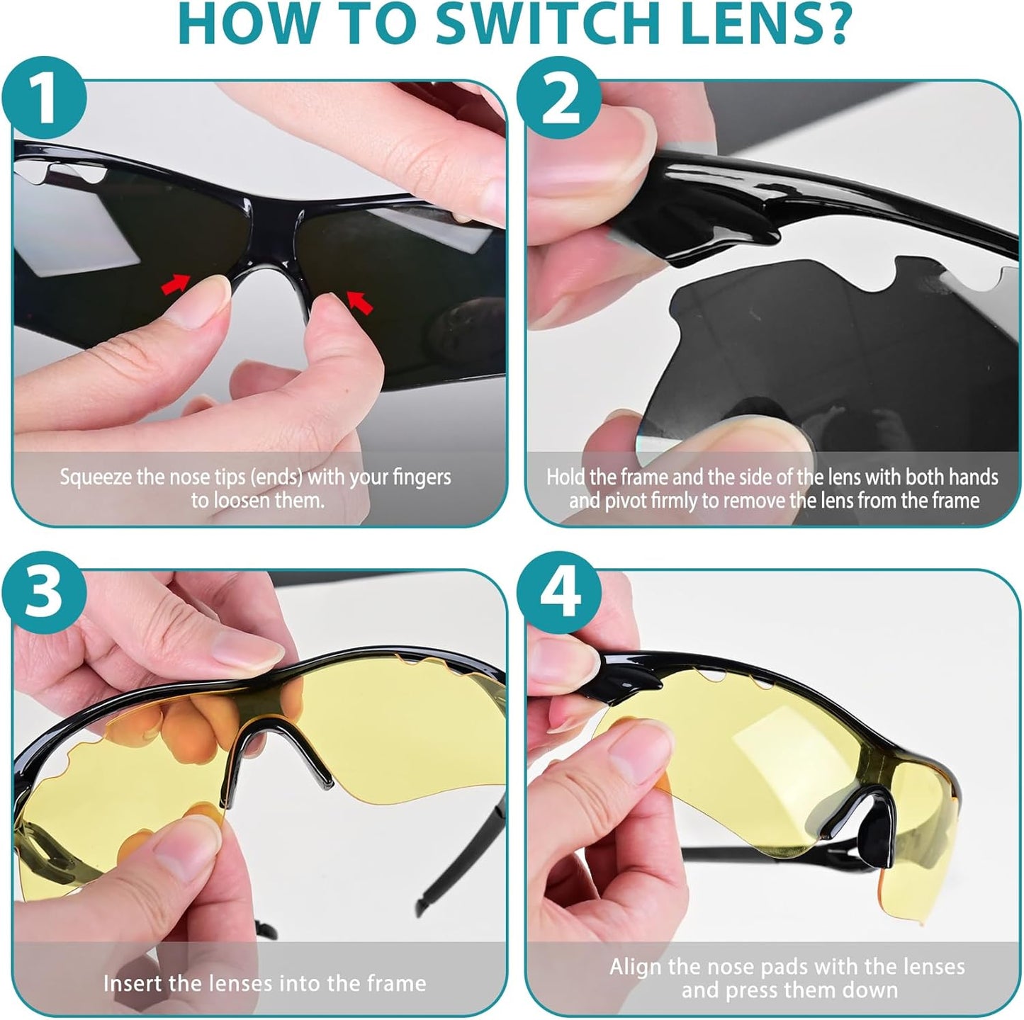 Shooting Glasses - Anti-Fog Safety Glasses with 5 Interchangeable Lenses | Unisex Carrying Case Included