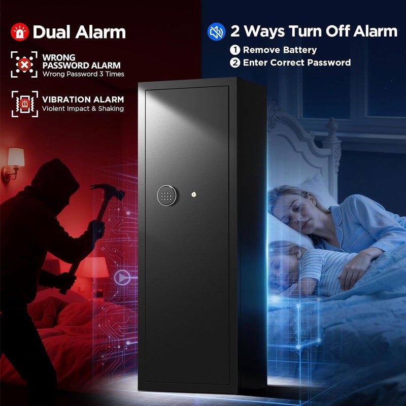 Rifle Safe for Home Security - Quick Access Digital Keypad | Adjustable Shelves for Shotguns & Ammo